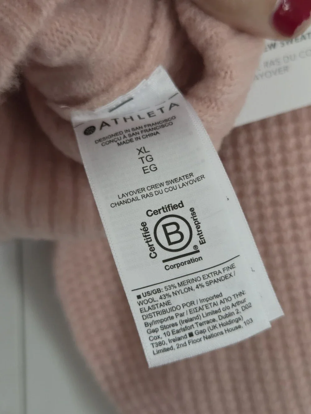 Athleta Blush Ribbed Crewneck Sweater with Balloon Sleeves
